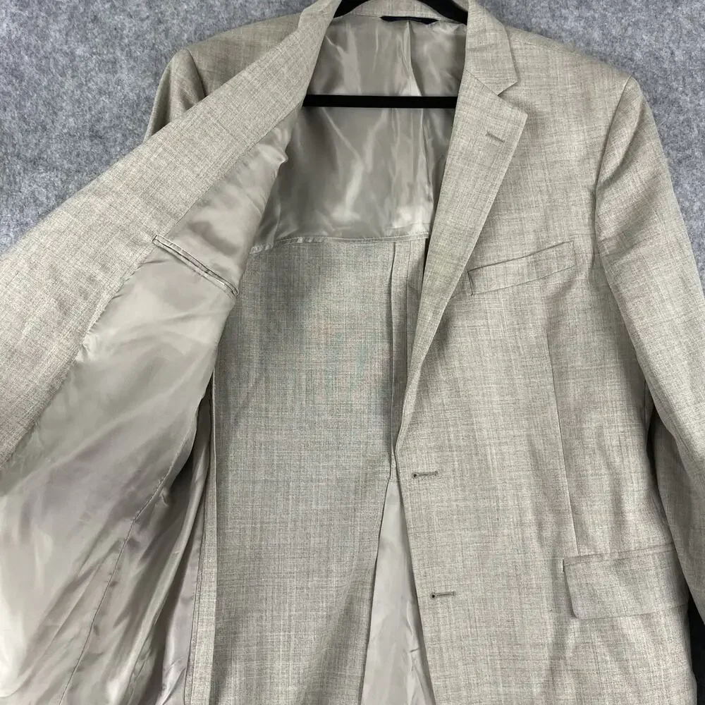 Brooks Brothers‎ Regent Fit Blazer Sport Coat Mens 42R Beige Wool Ramie 2 Button